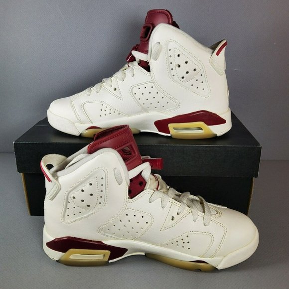 Nike Air Jordan 6 Retro OG GS Off-White Maroon Size 4Y 836342-115 Cream 2015 - Picture 2 of 8